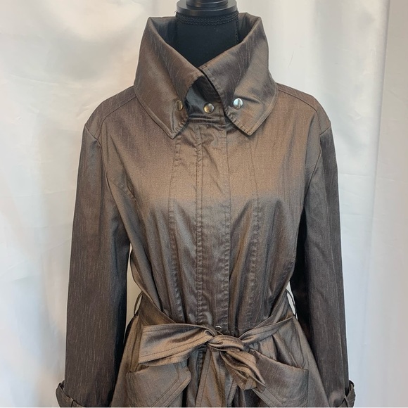 SAMUEL Dong brown bronze Belted Full Zip Water Resistant Bubble Trench Coat Sz L - Picture 6 of 16